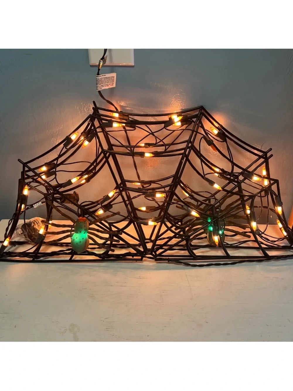Halloween Spiderweb Light Decoration - Black with Amber Lights